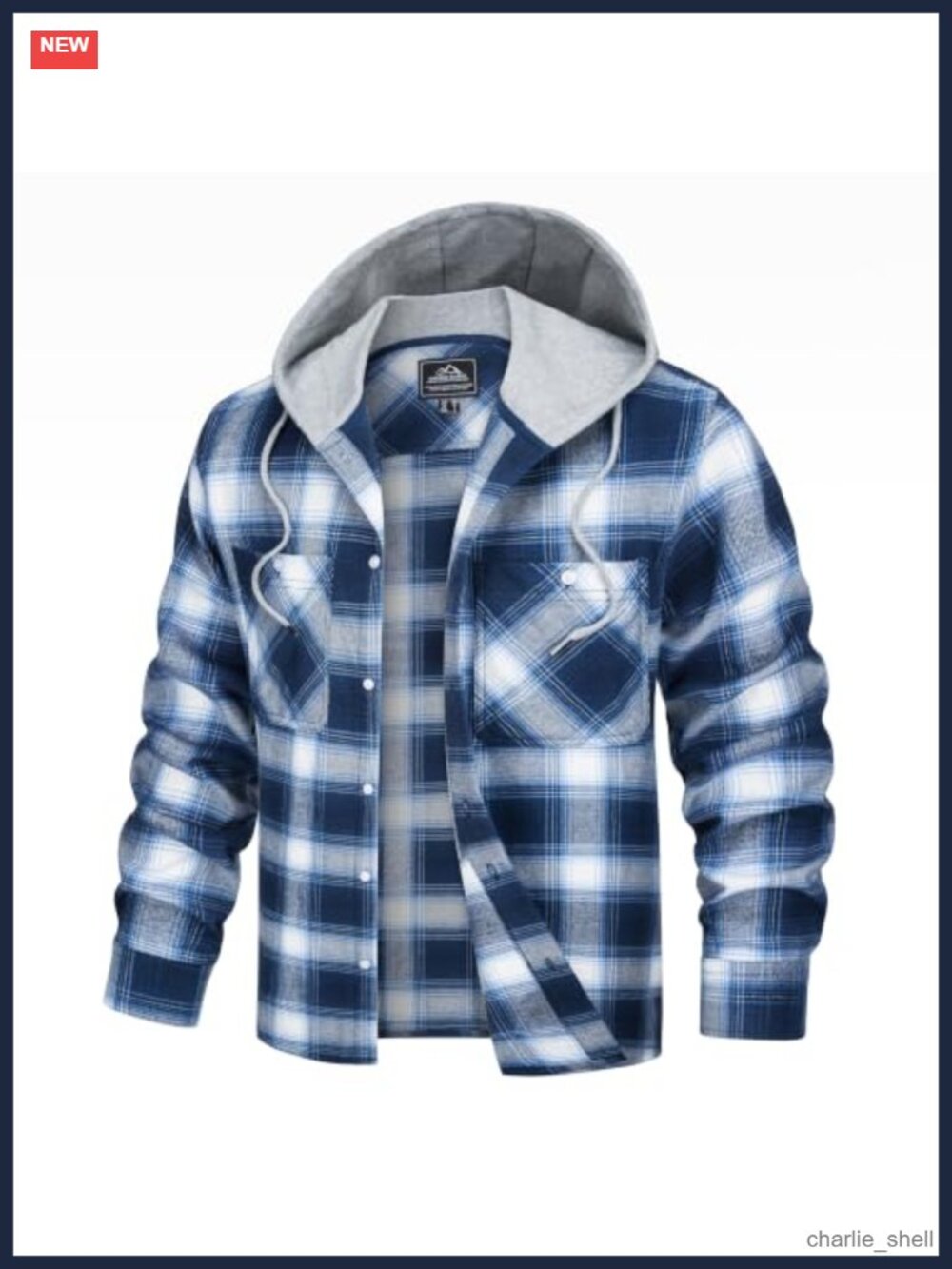 Men's Flannel Hoodie Plaid Button Down Shirt Cotton Long Sleeve Casual